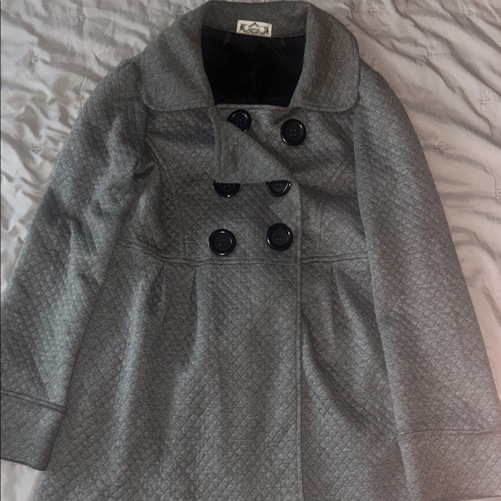 Trixxi Charcoal Double-Breasted Pea Coat
